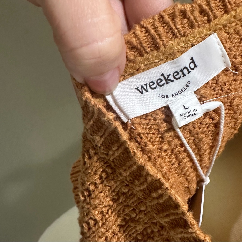 Weekend Nordstrom Brown Knit Cropped Tank Top Women’s Blouse NWT Crochet Sweater - Picture 9 of 9